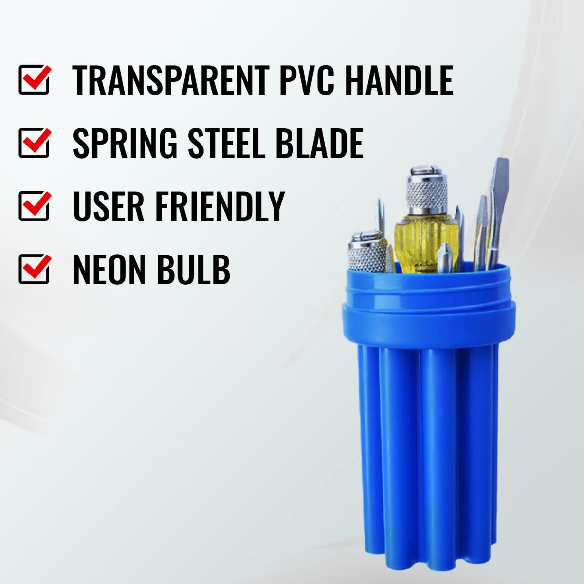 SPARTAN BS-02 8-in-1 Pc Screw Driver Kit With 3 Flat Blades, 3 Phillips Head, 1 Round Poker Bar, Extension Rod| Multi-purpose Tool Set Screwdriver Set (Multicolor) - Image 8
