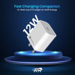 Portronics Adapto 12 2.4A 12W Fast Wall Charger for iPhone 11/Xs/XS Max/XR/X/8/7/6/Plus, iPad Pro/Air 2/Mini 3/Mini 4, Samsung S4/S5, and More(White) - Image 2
