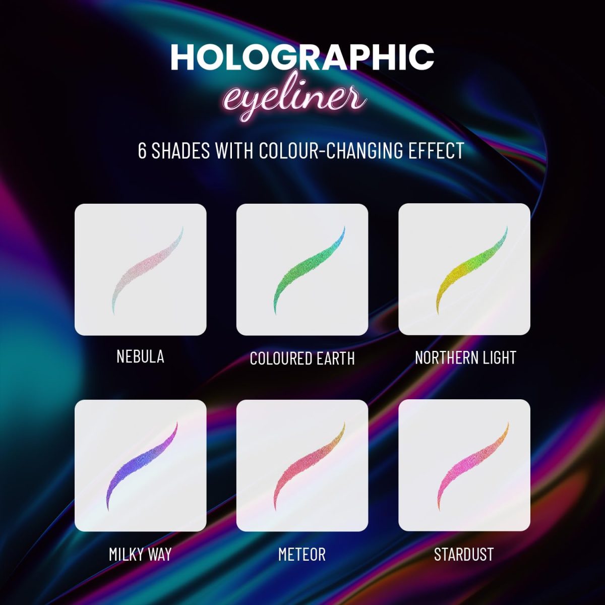 SWISS BEAUTY Holographic Shimmery Pencil Eyeliner | Waterproof, Smudge Proof, Long Lasting Eyeliner With Easy Application | Shade- Milky Way, 0.2G, Assorted - Image 5