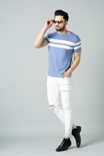 RodZen Men's Cotton Half Sleeve Regular Fit Striped T-Shirt - Image 5