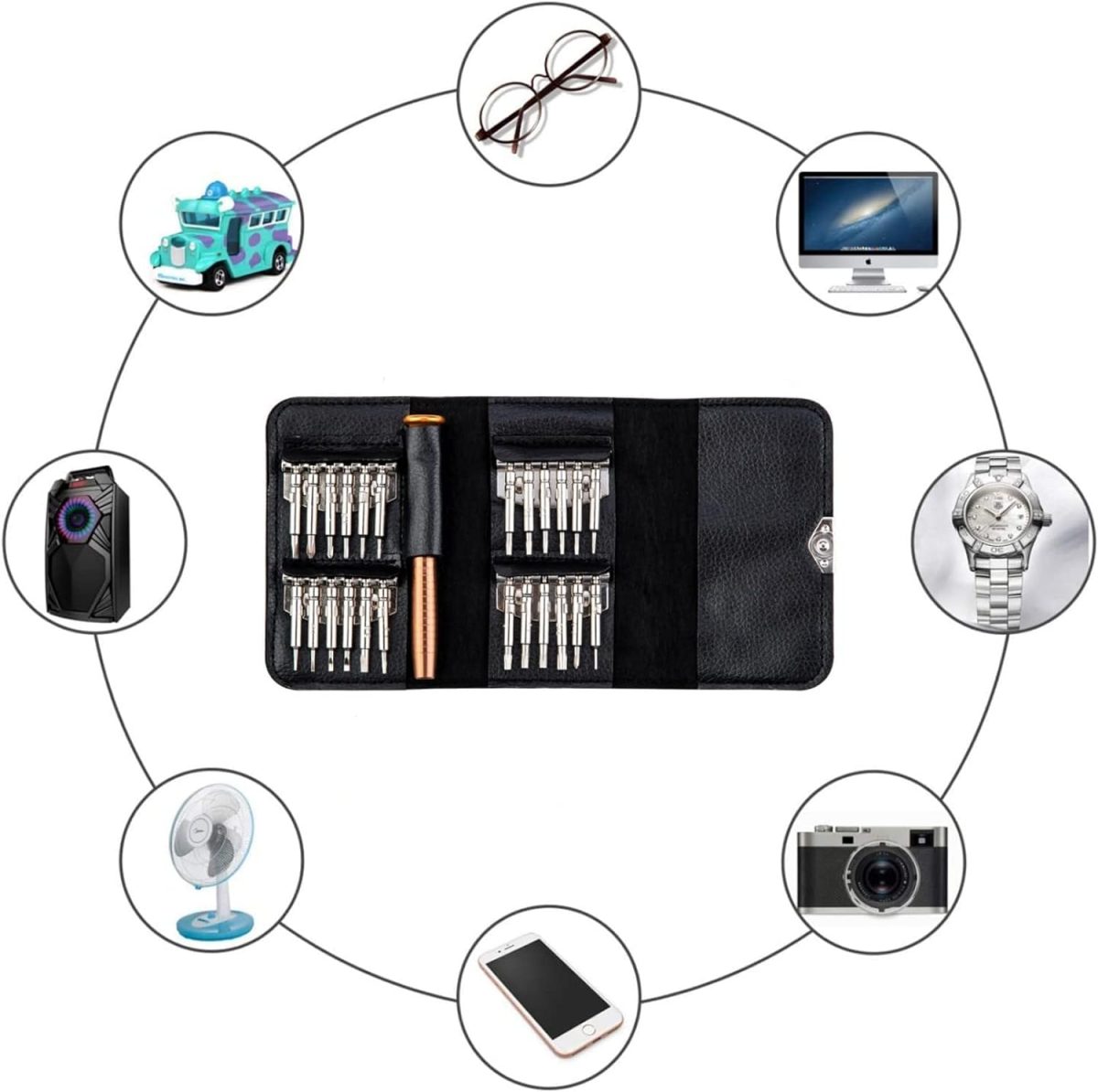 Zaptec 25 in 1 Precision Small Magnetic Screwdriver Set Multi Pocket Repair Tool Kit for Mobile, Laptop, Electronics, iPad, Mackbook, Watch - Image 6