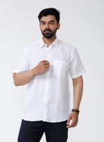 Men's Pure Khadi Cotton Regular Fit Half Sleeves Solid Casual Shirt | Lightweight Summer Wear - Image 4