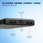 LAPCARE Smart Tank 10000Mah Fast Charging Power Bank | Dual USB Port | Led Indicator | Light Weight | Multi Protocol Support | Multi Circuit Protection | Compact & Slim Design | Made in India - Image 3