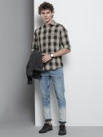 The Indian Garage Co Men's Cotton Slim Fit Checkered Full Sleeves Spread Collar Casual Shirt - Image 7