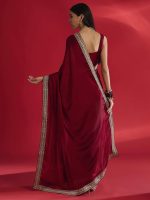 AKHILAM Women's Satin Solid Saree With Unstitched Blouse - Image 2