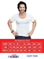 Lux Cozi Men's White Round Neck Half Sleeves 100% Cotton Modern Fit Vest With Extended Length For Easy Tuck (Pack Of 3) - Image 2