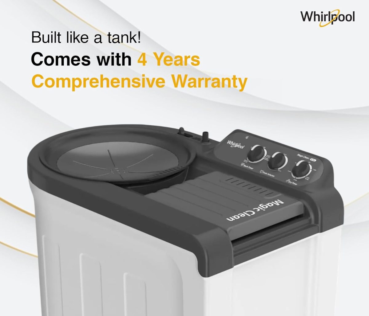 Whirlpool 6.5 Kg 5 Star Magic Clean Semi-Automatic Top Loading Washing Machine (MAGIC CLEAN 6.5 GREY, 4 Year Comprehensive Warranty, 1400 RPM Motor, 5 Year Motor Warranty) - Image 3