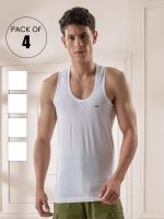LUX VENUS Vest for Men White | 100% Cotton | Pack of 4 - Image 2