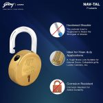 Godrej Locks I Navtal 7 levers 65 mm I 4 Keys I Padlock for Main Door I Tool Box, Shutters, Shops & Offices I Strong Hardended Corrosion Resistant Shackle I Brass Material | 1 Years Warranty - Image 4