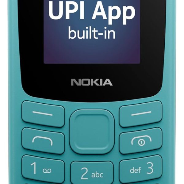 Nokia All-New 105 Single Sim Keypad Phone with Built-in UPI Payments, Long-Lasting Battery, Wireless FM Radio | Cyan