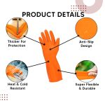 Robustt Heavy Duty Rubber Hand gloves (1 Pair) for Dishwashing, gardening, kitchen cleaning - Image 2