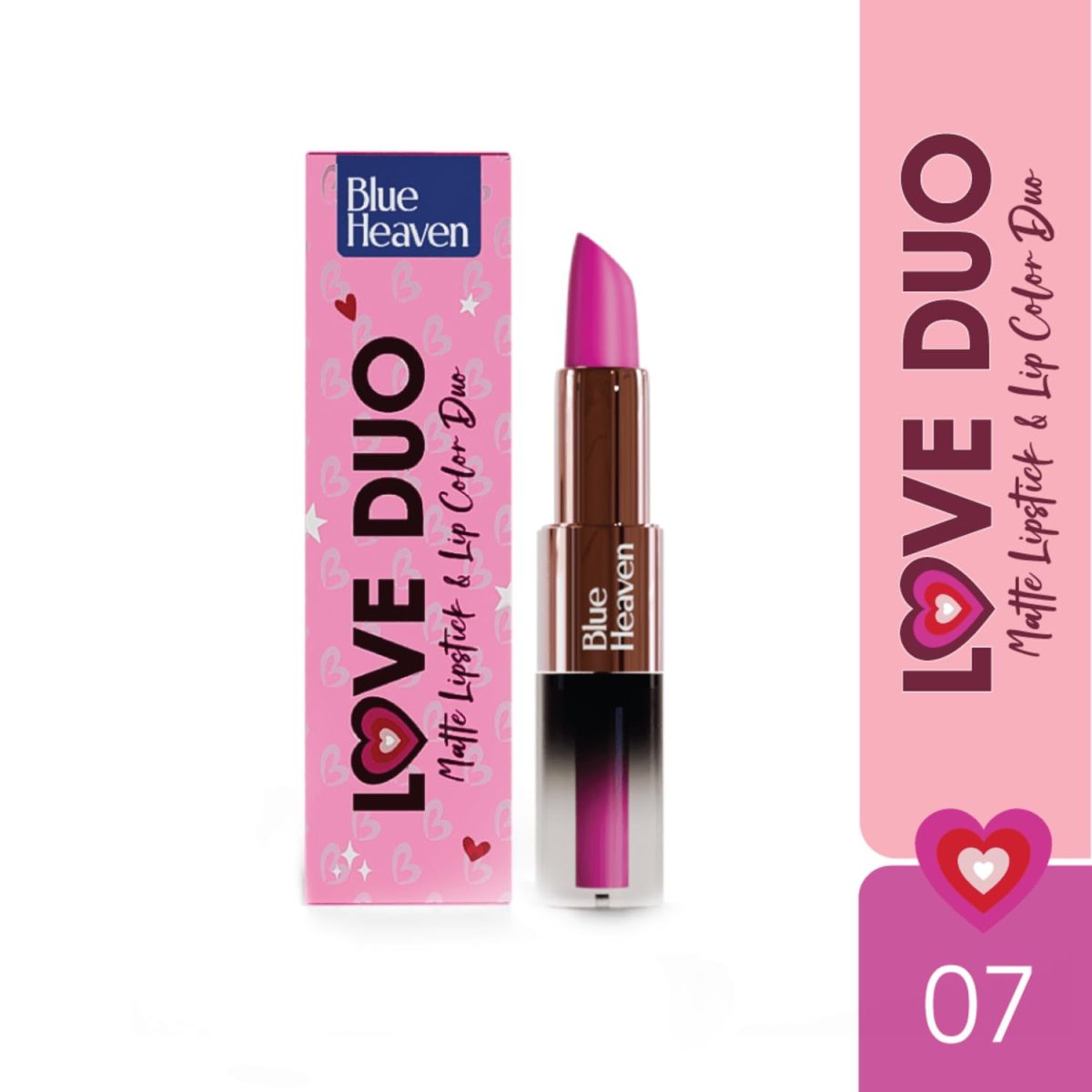 Blue Heaven Love Duo 2 in1 Dual Sided Lipstick for women | Non Transfer| Hydrating and Long Lasting Upto 12 hrs | Soft Matte Finish formula - 07 |1.5ml + 4g - Image 2