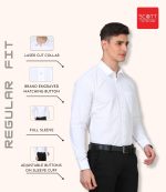 Scott International Shirt for Men, Solid Full Sleeves Shirt, Wrinkle Free Mens Shirts, Cotton Formal Shirts, Regular Fit Stylish Mens Shirt, Plain Formal Shirts for Men - Image 3