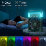 Drumstone (15 YEARS WARRANTY) Personal Air Cooler, Portable Air Conditioner Fan, Mini Evaporative Cooler with 7 Colors LED Light, 1/2/3 H Timer, 3 Wind Speeds and 3 Spray Modes_Multicolor - Image 3