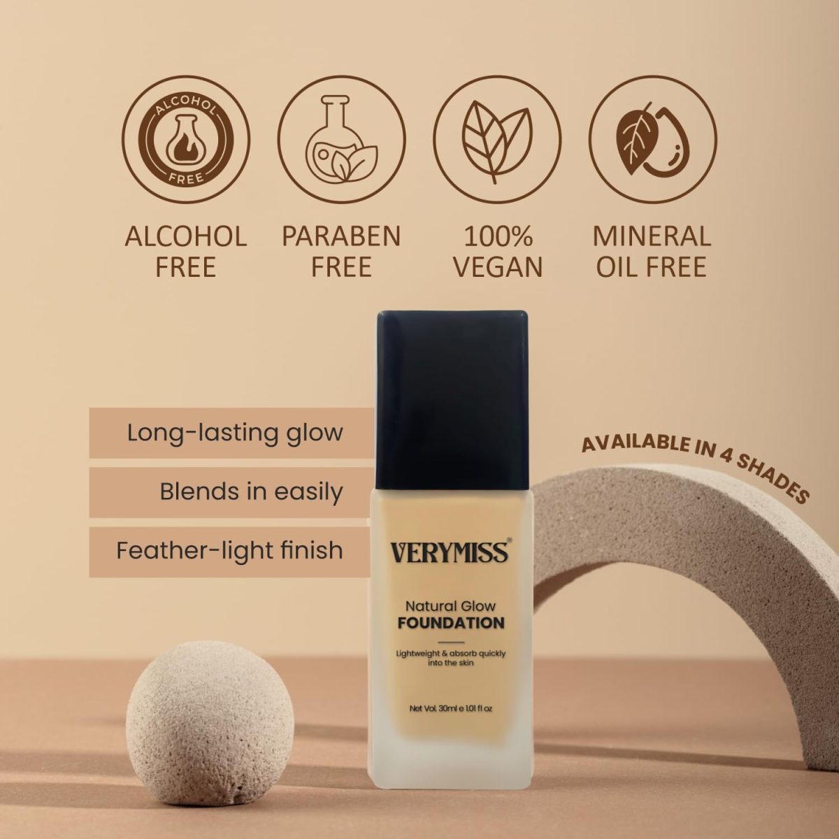 VERYMISS Daily Glow Liquid Foundation 30Ml I 01 Ivory I Smooth Application I Full Coverage Blendable I Normal To Oily Skin I Vegan I Best Foundation For Women,Natural,1 Count - Image 6