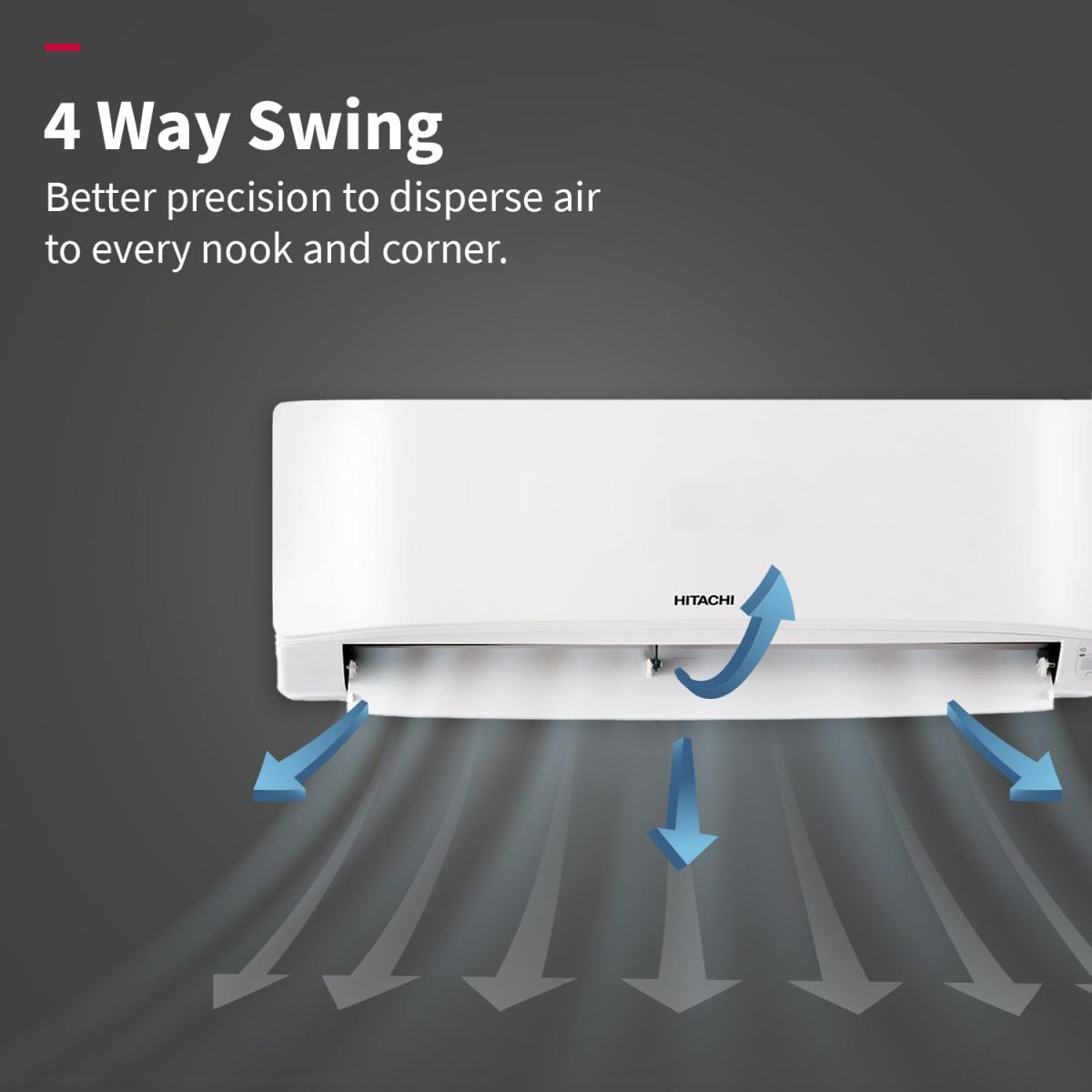 Hitachi 1 Ton Class 3 Star, 4-Way Swing, Long airthrow, Fixed Split AC (100% Copper, Dust Filter, 3200FL RAS.B312PCAIBA1, White) - Image 2