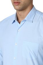 Peter England Men's Everday Regular Fit Solid Shirt | Cotton Rich | 5-Pin Pocketing - Image 5