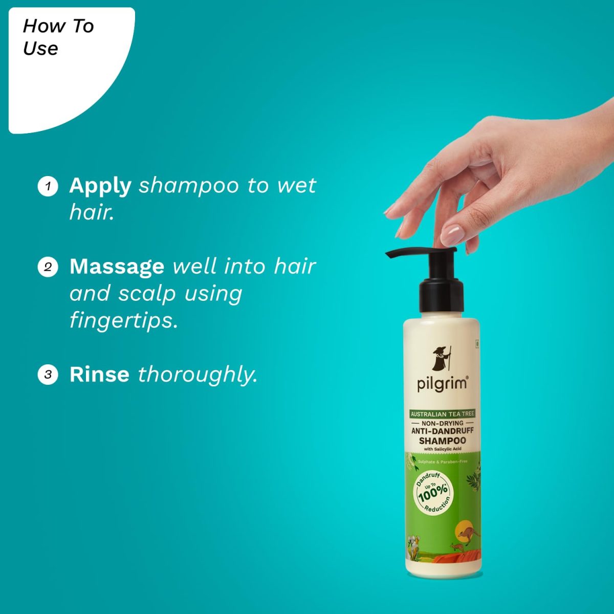 Pilgrim Australian Tea Tree Non-Drying Anti-Dandruff Shampoo 200 ml | Removes Dandruff from Source | Helps with Itching, Irritation | Strong & Smooth Hair | For Men & Women | - Image 5