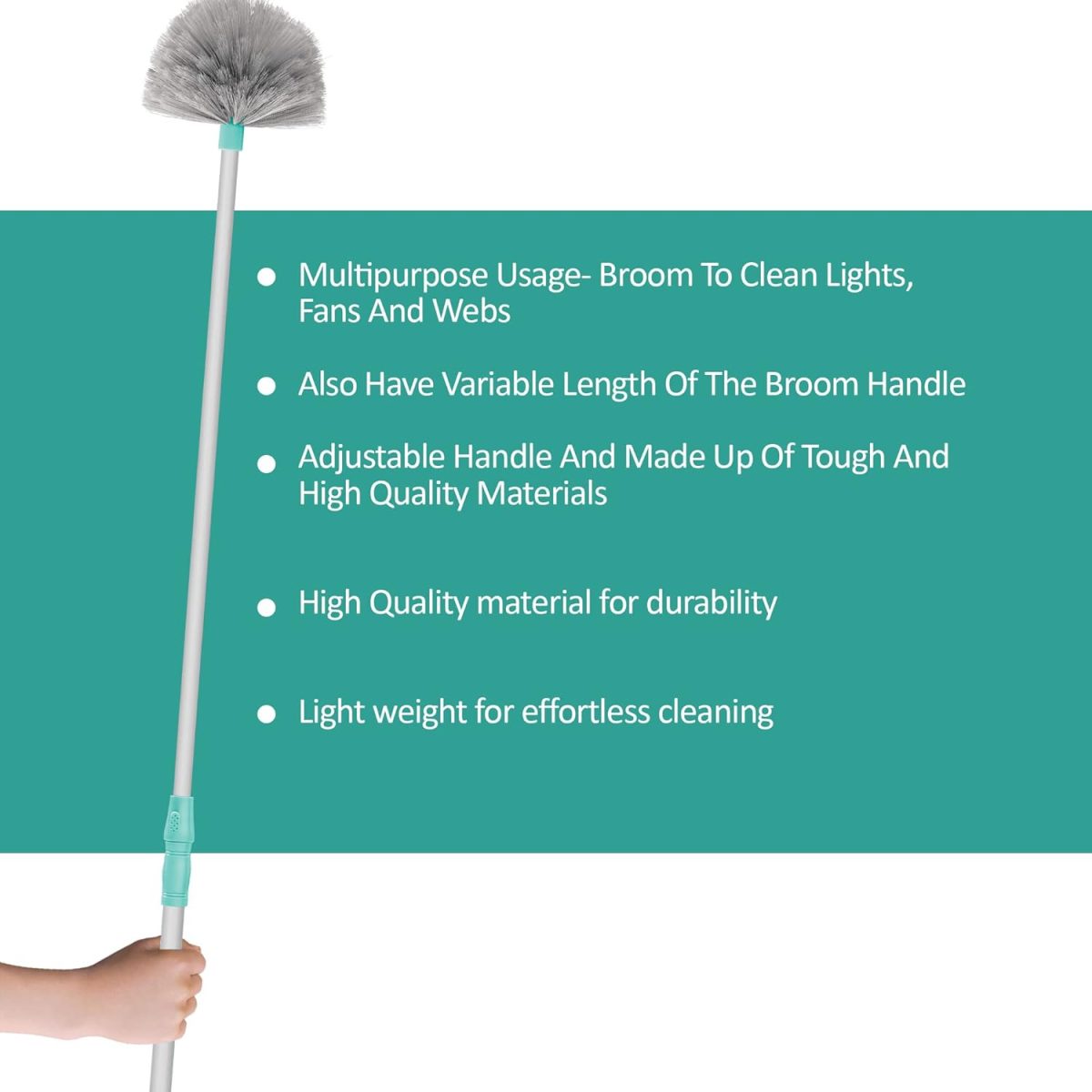 Spotzero by Milton Plastic Web Blaster Jala Cleaning Broom/Brush with Long Extendable Handle and Flexible bristles (Aqua Green) - Image 6