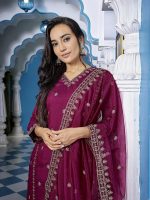 Royal Export Women's Viscose Silk Floral Embroidered Straight Kurta Palazzo with Dupatta (RX99) - Image 7