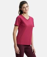 Jockey AW88 Women's Super Combed Cotton Rich Relaxed Fit Solid Curved Hem Styled Half Sleeve T-Shirt - Image 2