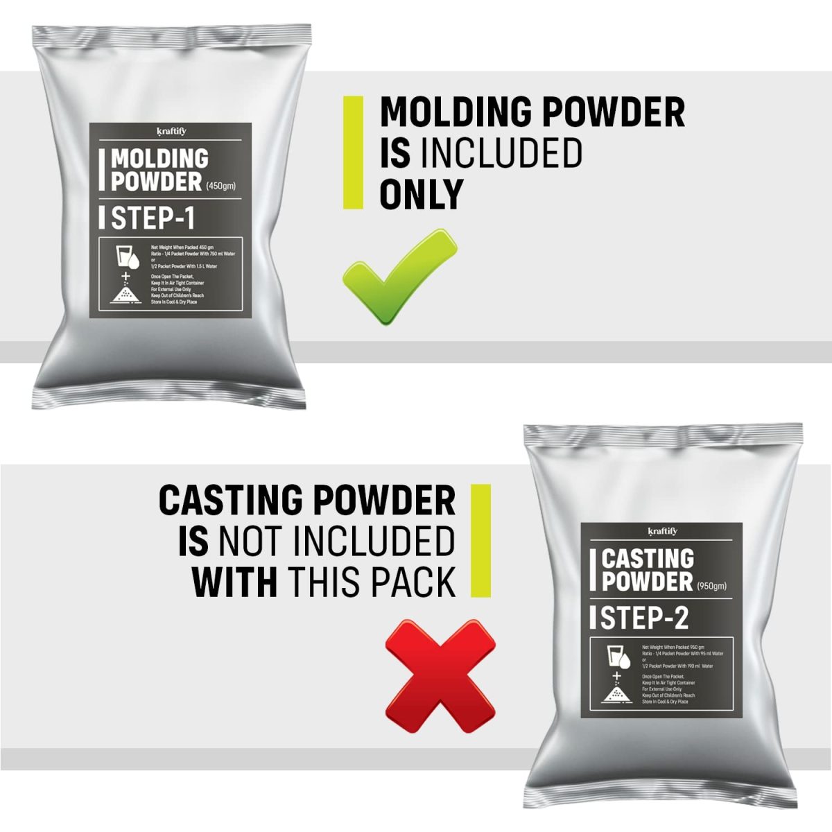 Kraftify Molding Powder for Hand & Foot Casting,Moulding Powder 450gm & Practice Kit 25gm, Hand Impression Material, Molding Clay - Image 4