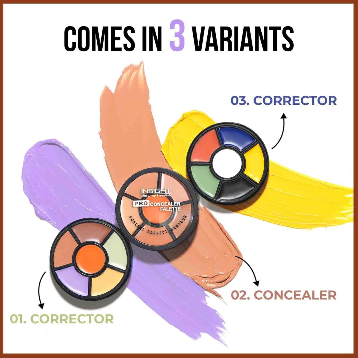 INSIGHT Cosmetics Natural Pro Concealer Palette-Corrector, Medium |Conceal |Correct |Contour |Waterproof |Crease Resistance |Long Lasting |Oil Control (Cr105-Corrector) - Image 5