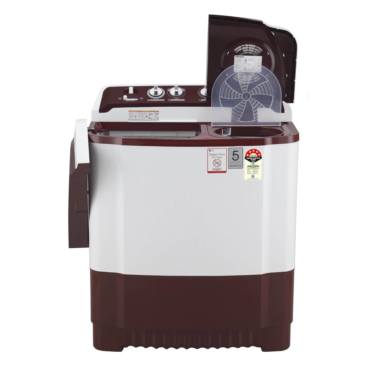 LG 8.5 kg 5 Star Semi-Automatic Top Load Washing Machine (P8530SRAZ, Burgundy, Roller Jet Pulsator) - Image 7