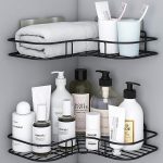 Oslen Multipurpose Bathroom/Kitchen Corner Storage Organizer Wall Mounted Rack Shelf Shower Caddy (No Drilling - Shelf Adhesive) Bathroom Accessories Storage Rack (Black, Pack of 1) - Image 2