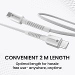 Portronics Konnect X 60W Type C to Type C Unbreakable Nylon Braided Cable, 2M Fast Charging Cable for iPhone 15 series, iPad, Samsung Galaxy & other Type C Devices(White) - Image 7