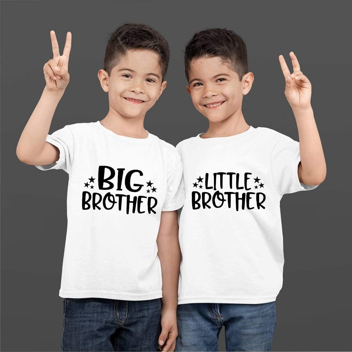 Hangout Hub Cotton Sibling Tshirts for Brothers | Family Kids Boy's Printed Big Brother Little Brother Matching Twinning Tees (Pack of 2) - Image 2