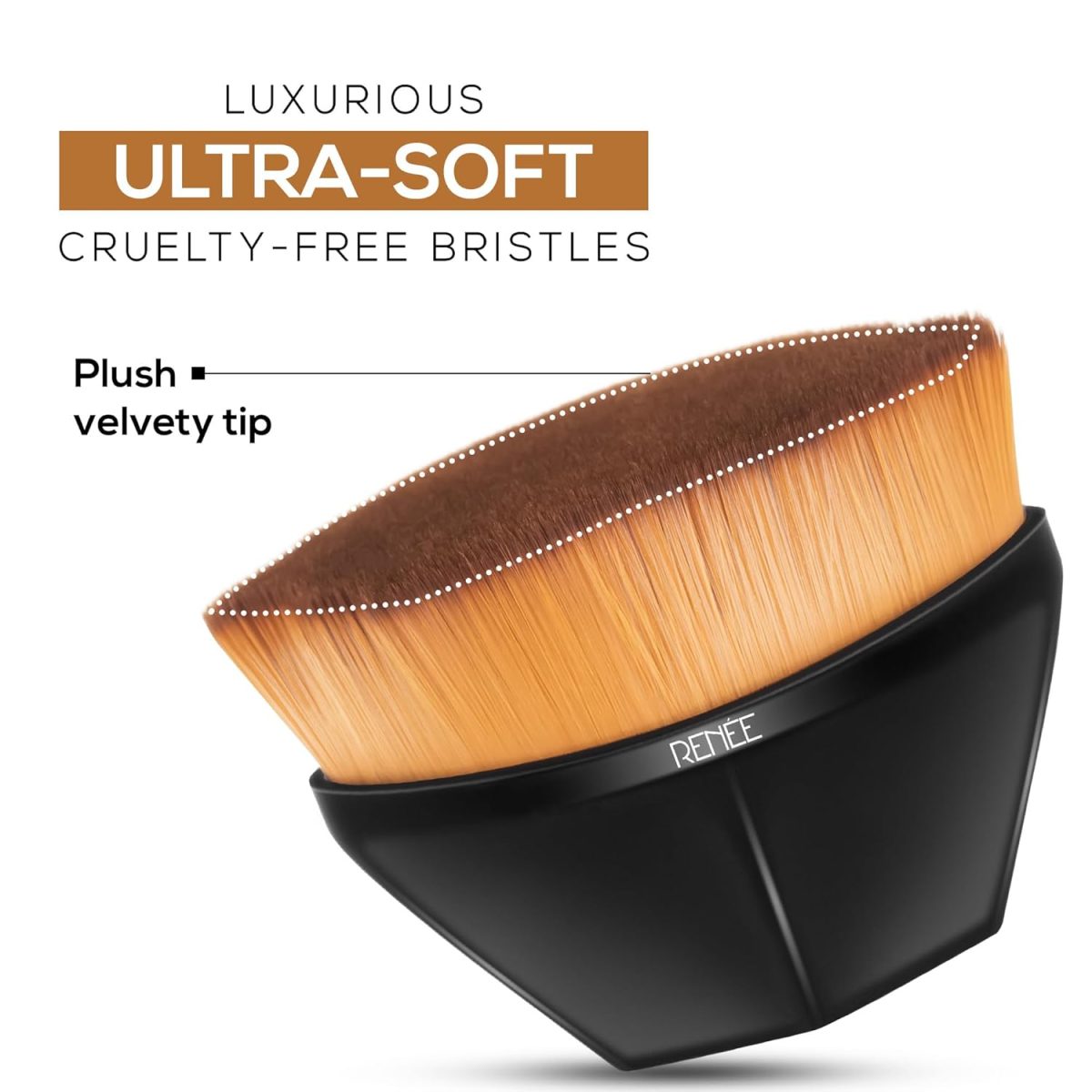 RENEE Kabuki Ultra-soft Brush (Black) - Ideal for Powder and Liquid Makeup, Ensures Quick and Even Application With Cruelty-free Bristles. Travel-friendly and Perfect for on-the-go Makeup Revolution - Image 2