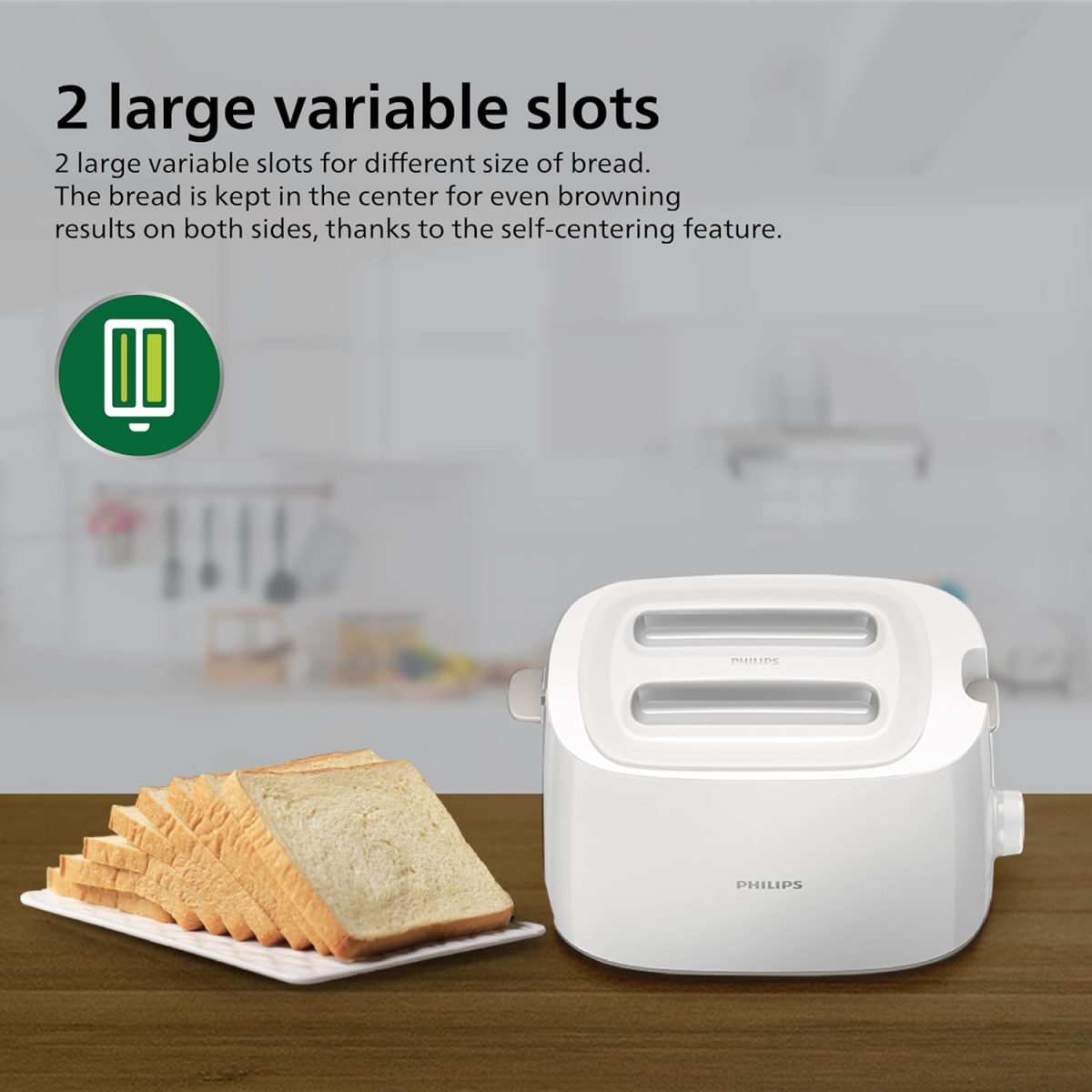 Philips HD2582/00 Two slice Pop-up toaster with bun warmer | 830W | 6 browning settings - Image 4