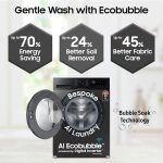 Samsung 9 kg, 5 star, AI EcoBubble, Super Speed, Wi-Fi, Hygiene Steam with Inbuilt Heater, Digital Inverter, Fully-Automatic Front Load Washing Machine (WW90DG5U24AXTL, Inox) - Image 3