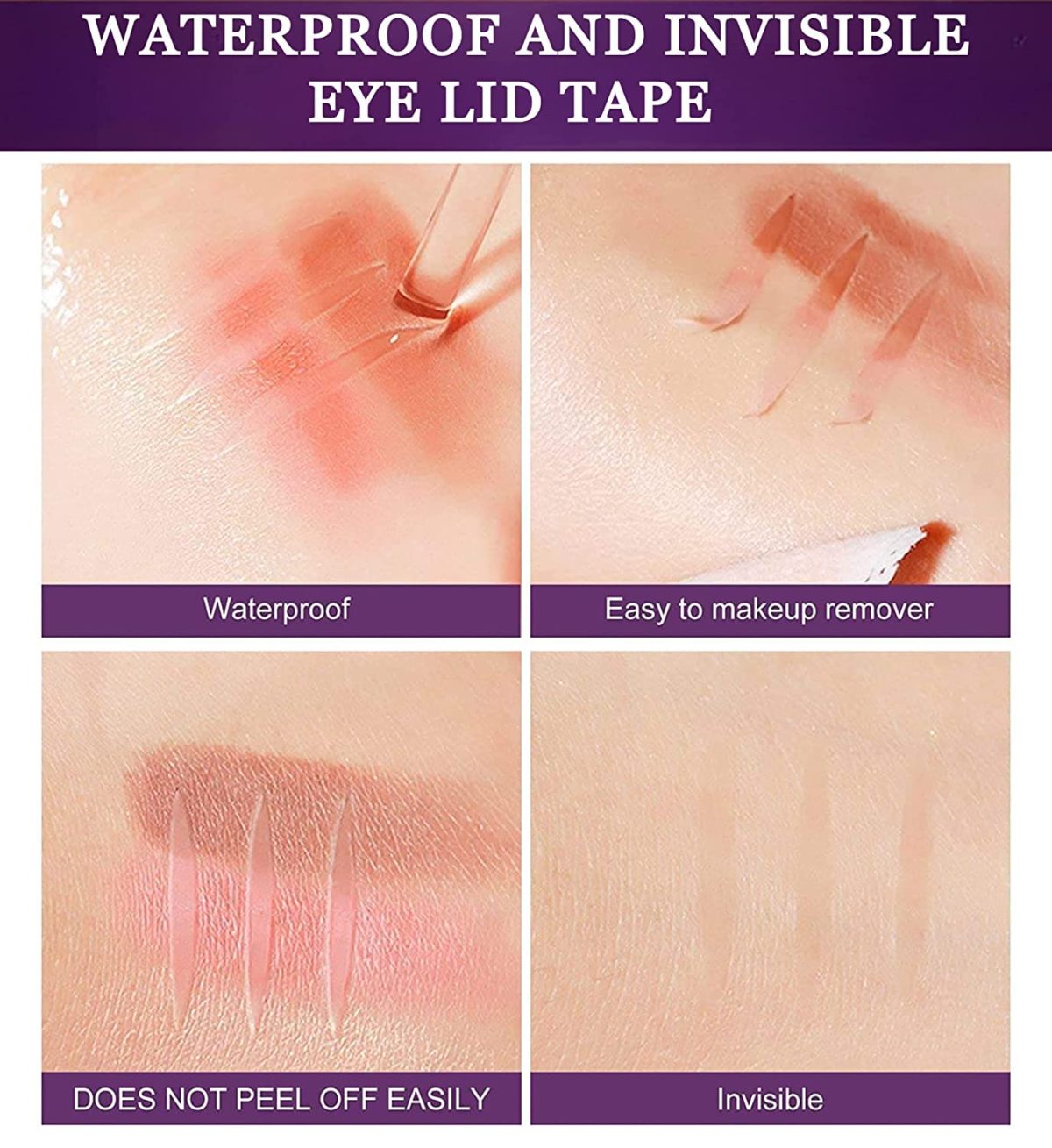 OPTIYORK 600 pair eyelid tape for double eyelid invisible waterproof, eyelid tape for hooded eyes Makeup Eyelid tape tools Sticker Strips with fork - Image 7