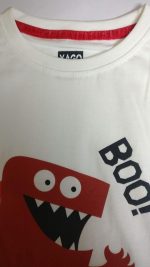XAGO Solid Casual T-Shirt for Boys Cotton Regular Fit Round Neck Short Sleeve White Monster - Image 3