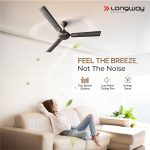 LONGWAY Kiger P1 1200 mm/48 inch Ultra High Speed 3 Blade Anti-Dust Decorative Star Rated Ceiling Fan (Smoked Brown, Pack of 1) - Image 6