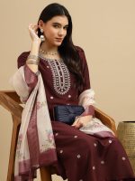 J TURRITOPSIS Women's Embroidered Chinon Kurta & Pant with Dupatta Ethnic Set - Image 5