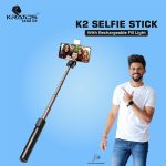 Kratos Selfie Stick Tripod Stand, 3 in 1 Multifunctional Design, Rechargable LED Light with Two Brighness Levels for Make up, Selfie & Photo Shoot, Selfie Stick with Bluetooth Remote (with Light) - Image 2