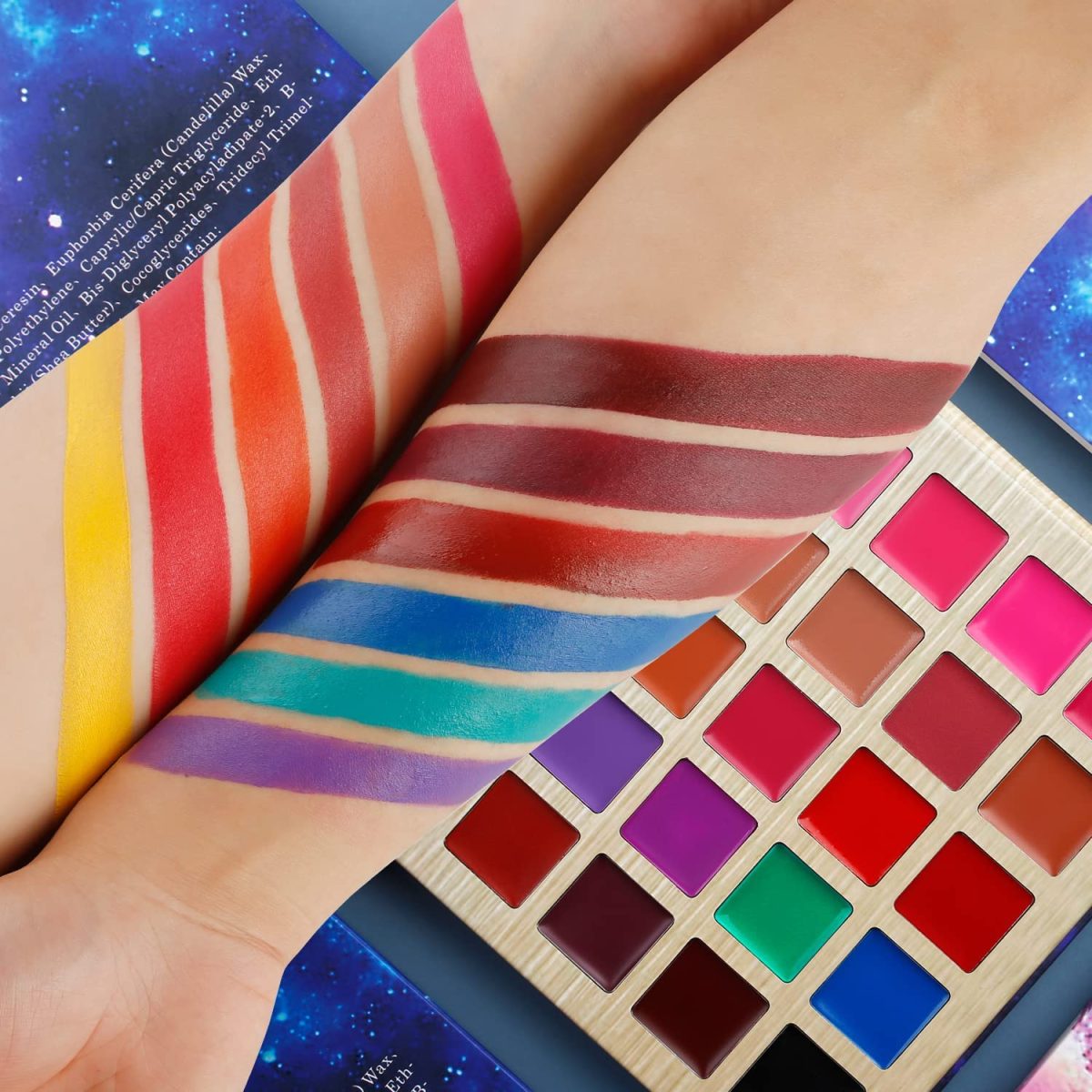 COSLUXE Lip Makeup Palette, Long Lasting Wear Lip Care Moisturizing #DE'LANCI Lipstick Set,Pigmented Festival Halloween Body Face Paint 25 Colors,Professional Blendable Lip Makeup for Girl/Women/Kids-All Skin - Image 3
