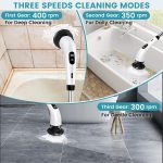 DADLM® Electric Spin Scrubber,Cleaning Brush Scrubber for Home, 400RPM/Mins-9 Replaceable Brush Heads-90Mins Work Time,Adjustable Size,2 Adjustable Speeds for Bathroom Shower Bathtub Glass Car (1) - Image 3