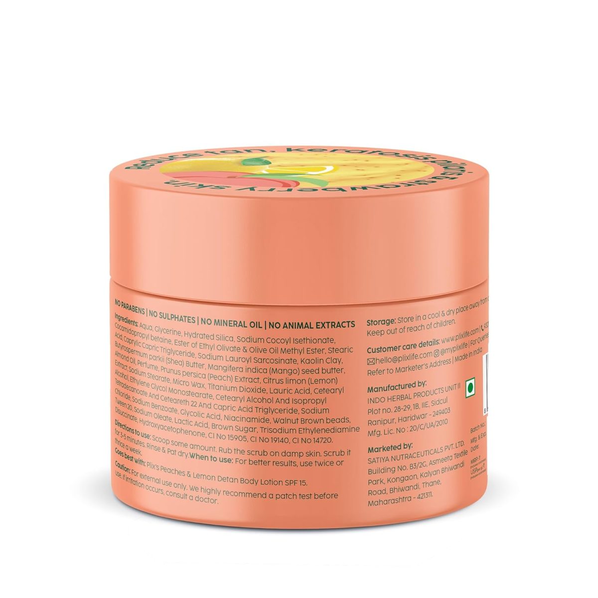 PLIX - THE PLANT FIX Peaches & Lemon Detan Bump Eraser Scrub (200g) | Removes Tan & Restores Skin’s Moisture, Reduces Dark Spots, Uneven Skin Tone, & Reveals Softer Smoother Skin - Image 2