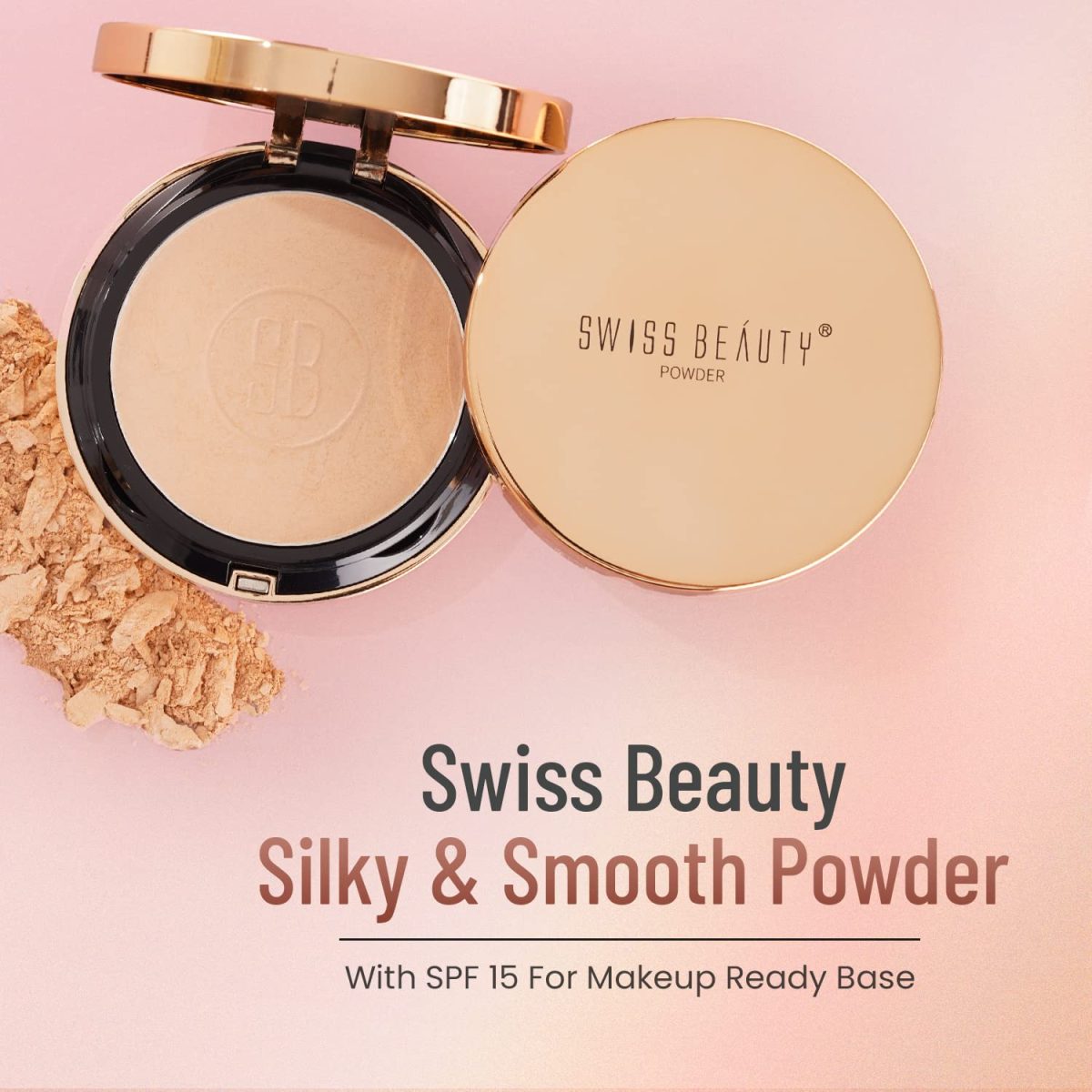 Swiss Beauty Silky & Smooth Oil Control Powder, Face MakeUp, Shade- Skin Color, 6.5g - Image 2