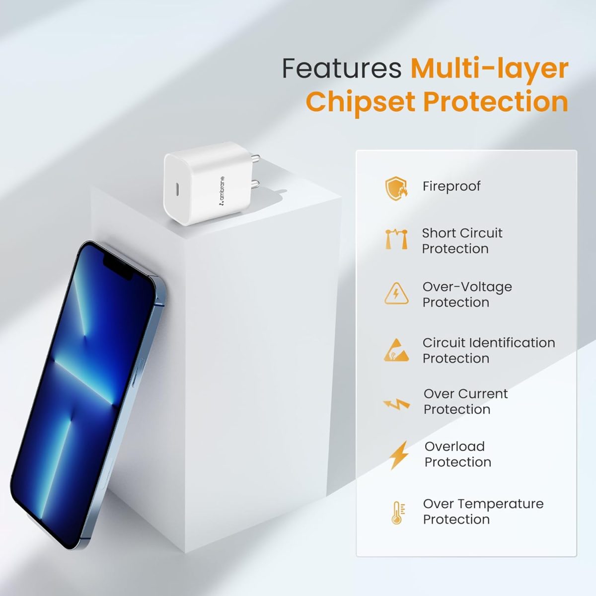 Ambrane 20W Type C Mobile Charger Adapter, Fast Charging for Android, iPhone 14/13,13/12/11/X & Pro, Max Series & Other Type C Enabled Devices, PD Technology, BIS Certified (Raap M20, White) - Image 4
