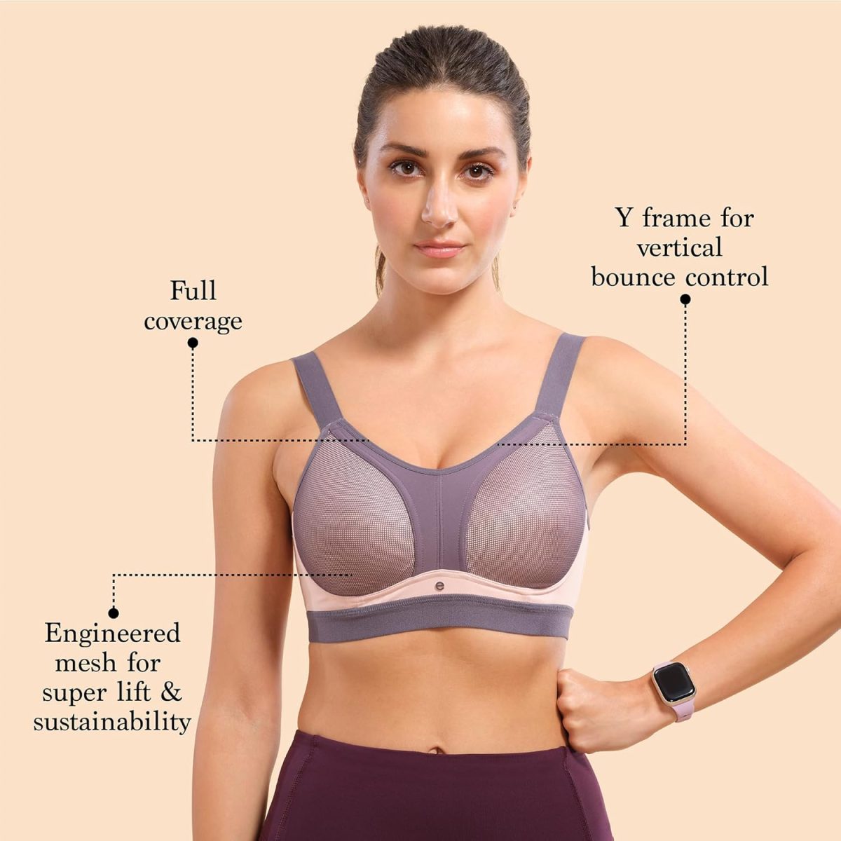 Enamor Women's Polyester Blend Non-Wired Sports Workout Bra - Padded, Full Coverage, Y-Panel Provides Vertical Bounce Control, and No-Spill, No-Jiggle - Image 8