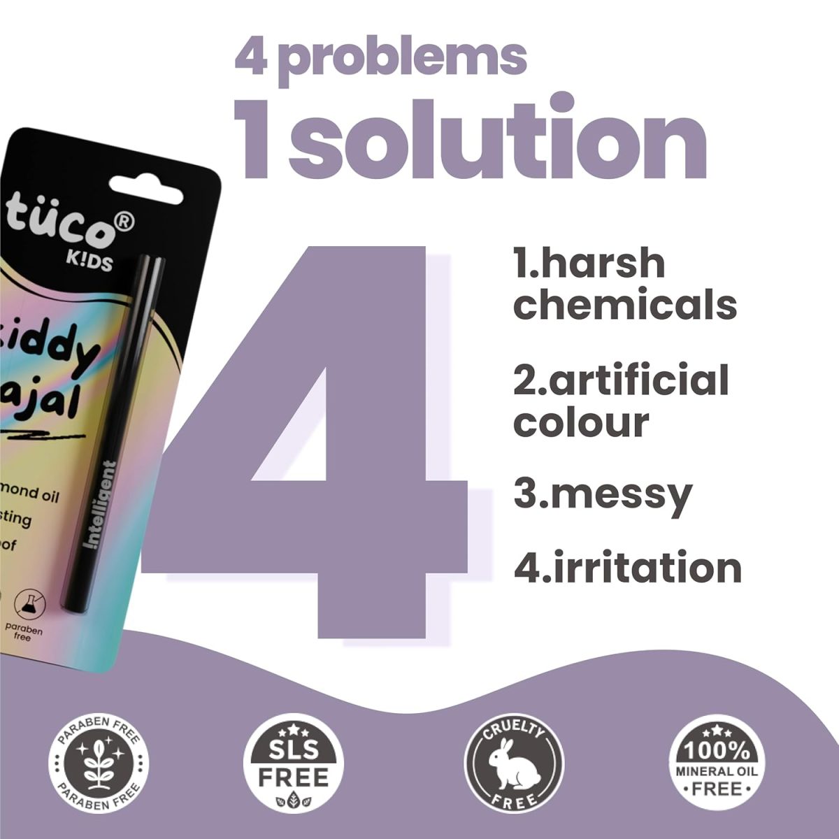 TuCo Kids Matte Kajal With Castor Oil & Almond | Safe Kajal For Babies | Water-Proof, Preservative-Free & 100% Lead-Free | No Added Harmful Chemicals, Black - Image 4