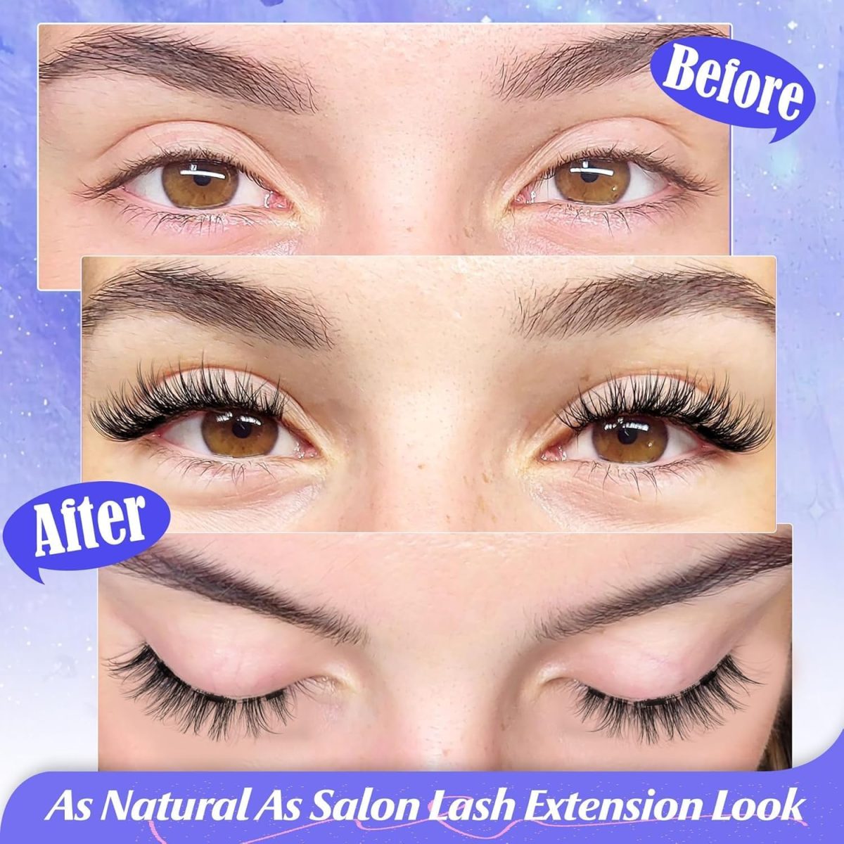 Hiventick Magnetic Eyelashes without Eyeliner Natural Reusable Magnetic Lashes Kit with Applicator Anime No Glue Needed Lashes 1 Pairs Manga Magnetic Eyelashes Kit - Image 9