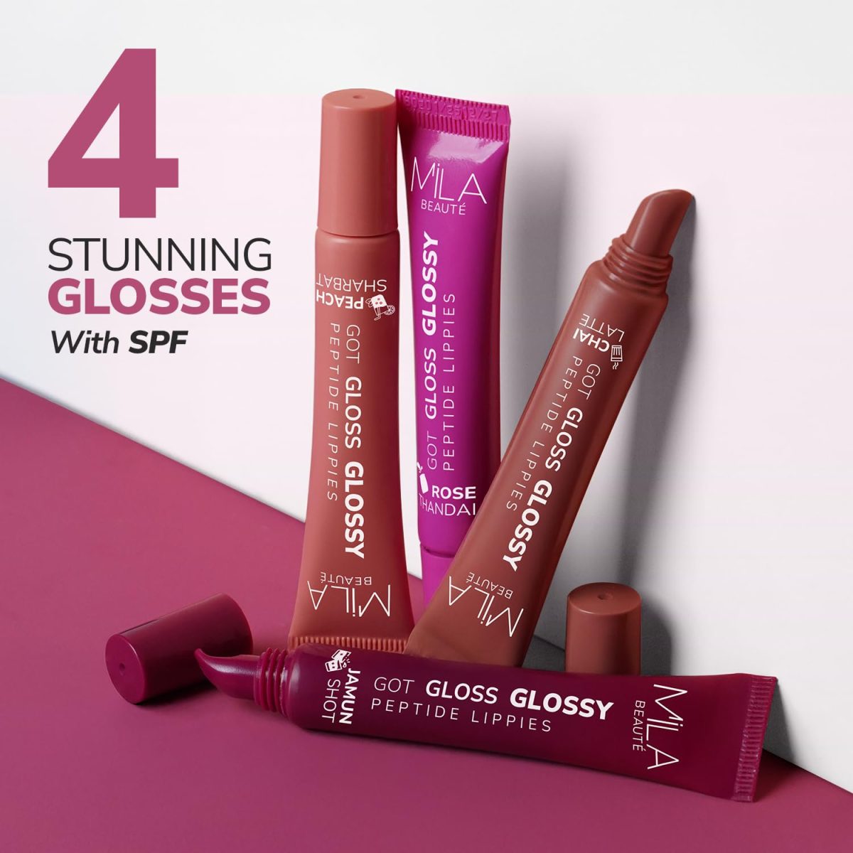 Mila Beauté Peptide Lip Gloss Balm I With SPF & Hyaluronic Acid I Plump & Fuller Lips I Hydrating & Shiny Lip Balm Non Sticky I Highly Pigmented I Soft & Nourished Lips - Peach Sharbat - Image 5
