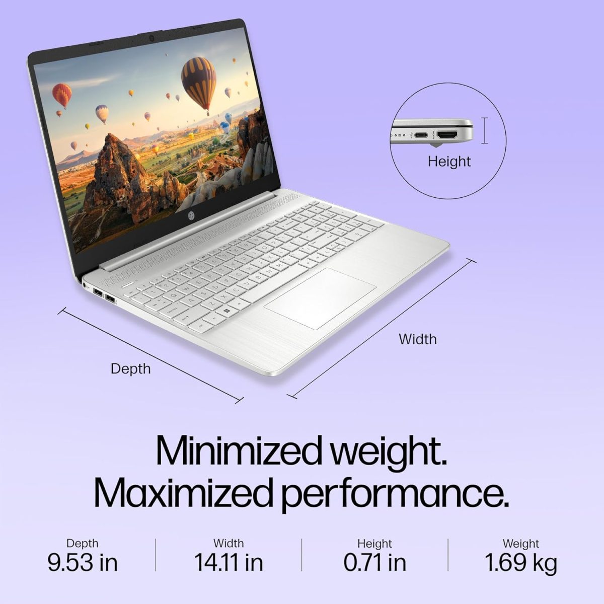 HP 15s, 12th Gen Intel Core i3-1215U Laptop (8GB DDR4, 512GB SSD) Anti-Glare, 15.6"/39.6cm, FHD, Win 11, MS Office 21, Silver, 1.69kg, Intel UHD Graphics, HD Camera, Dual Speakers, fy5011TU - Image 9