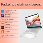 HP 15s, 12th Gen Intel Core i5-1235U,16GB DDR4, 512GB SSD (Win11, Office21, Silver, 1.69kg) Anti-Glare,15.6-inch(39.6cm), FHD Laptop, Intel Iris Xe Graphics, Backlit KB, HD Camera, fq5330TU - Image 2